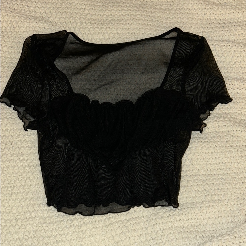 SHEIN Black Sheer Crop Top
